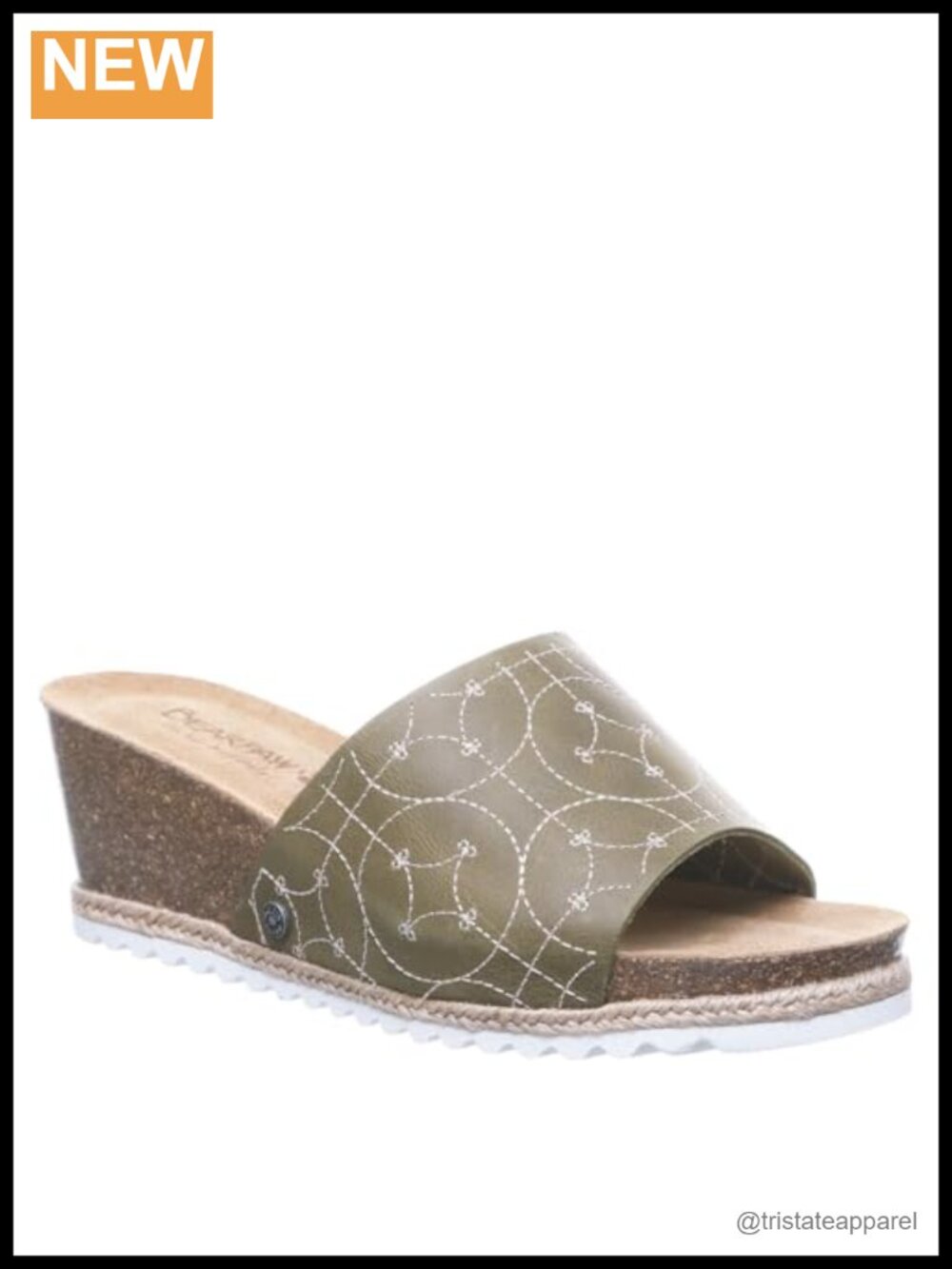 Wide Band Slide Sandal with Jute Wrapped Trim and Leather Footbed